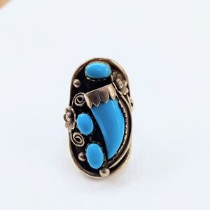 Turquoise 925 Sterling Silver Women's Ring Size 7